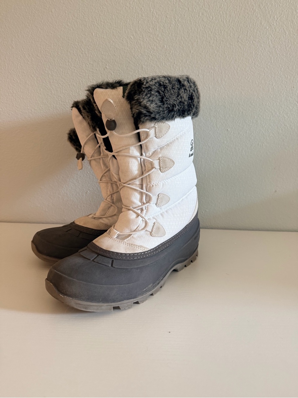 Kamik White and Black Women's Insulated Lace-Up Winter Boots